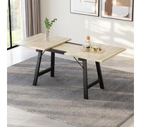 Mesa de comedor telescópica de color madera, 140/180 x 80 cm, extensible para 4-6 personas, diseño elegante, soporte de aleación de alta resistencia, construcción estable, duradera y fácil de limpiar.