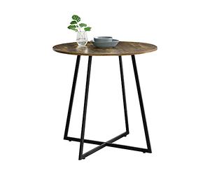 Mesa de Comedor Vaggeryd 78 x 80 cm de Metal y MDF en Negro y Efecto de Madera Tono Oscuro Mesa Alta de Estilo Minimalista Redonda