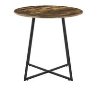 Mesa de comedor vaggeryd estilo minimalista redonda metal y mdf 78 x ø 80 cm - negro y efecto madera tono oscuro [en.casa]