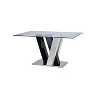 Mesa de Comedor Winch - 6 Cubiertos - MDF y Cristal Templado - Negro y Blanco