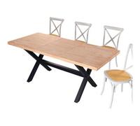 Mesa de comedor X-Loft extensible forma rectangular roble Nordish/negro 76x140-180-220x90 cm Adec