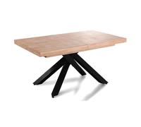 Mesa de comedor xena extensible forma rectangular roble nordish/negro 76x140-180-220x90 cm adec