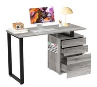 Mesa de computadora BAKAJI con gabinete de 3 cajones con estructura de acero Diseño moderno 120 X 50 X 75 Cm Muebles oficina dormitorio
