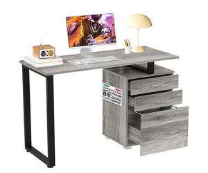Mesa de computadora BAKAJI con gabinete de 3 cajones con estructura de acero Diseño moderno 120 X 50 X 75 Cm Muebles oficina dormitorio