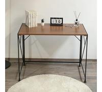 Mesa de computadora de estilo moderno con marco de acero plegable para escribir y estudiar trabajos (marrón)