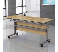 Mesa de Conferencia Plegable, Flip Top Entrenamiento móvil Mesa de reunión Plegable con Ruedas de Ruedas(Walnut)