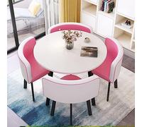 Mesa De Conferencia Redonda con 4 Sillas, Mesa De Comedor para Recepción De Oficina, Mesa De Centro Sencilla para Negocios