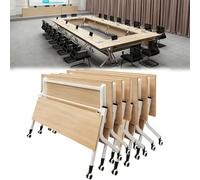 Mesa de conferencias con ruedas, mesa de reunión plegable modular para oficina y aula, disponible en 1/3/6 unidades, tamaño ajustable (47-63 pulgadas)