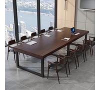 Mesa de conferencias de madera industrial, escritorio largo rectangular con patas de metal negro resistentes, ideal para oficina, restaurante, cocina, asientos de 5 a 10, 120 x 60 x 75 cm (marrón)