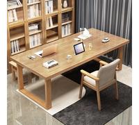 Mesa de conferencias de madera maciza beige para 4 a 8 personas, mesa de seminario grande y resistente para oficina, salas de reuniones y eventos, 180 x 80 x 75 cm