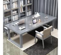 Mesa de conferencias de madera maciza para 4 a 8 personas, mesa de seminario de oficina, escritorio grande para reuniones (gris, 120 x 80 x 75 cm), perfecta para reuniones profesionales y