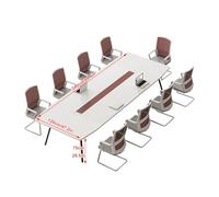 Mesa de conferencias de oficina con puertos de alimentación y datos. Muebles de sala de reuniones de seminario largo para salas de juntas, espacios de negocios, colaboración y reuniones de equipo