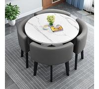 Mesa de conferencias de oficina, pequeña mesa de reunión redonda para recepción, juego de comedor simple para cocina, incluye 1 mesa y 4 sillas, ideal para negociaciones y reuniones