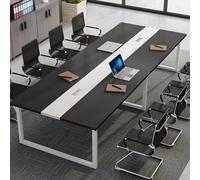 Mesa de conferencias grande de 2,4 m para 10 personas, diseño rectangular moderno con metal resistente, perfecta para reuniones, seminarios y cursos de formación, dimensiones: 240 x 120 x 74 cm