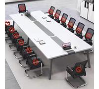 Mesa de conferencias grande de 94.5 pulgadas de largo x 47.2 pulgadas de ancho, elegante escritorio curvado de dos tonos para reuniones de 10 a 12 personas, perfecto para podcast y sesiones de