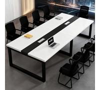 Mesa de conferencias grande, escritorio de reuniones de madera maciza para oficina, varios tamaños y colores, caja de gestión de cables, ideal para sala de entrenamiento y sala de juntas (sillas no