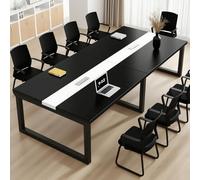 Mesa de conferencias grande, escritorio de reuniones de oficina de madera maciza para equipos, caja de gestión de cables, varios tamaños y colores, ideal para salas de juntas y salas de entrenamiento