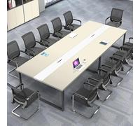 Mesa de conferencias grande - Escritorio moderno para reuniones de oficina con gestión de cables, marco de metal resistente, diseño rectangular negro y blanco para 812 personas (sillas no incluidas)