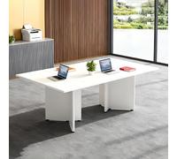 Mesa de conferencias grande, escritorio rectangular largo para 8 a 20 personas, para lugar de trabajo, seminarios y salas de entrenamiento, oficina y sala de reuniones, fácil montaje (sillas no