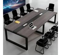 Mesa de conferencias grande, mesa de reuniones de oficina de madera maciza para equipos, varios tamaños y colores, caja de gestión de cables, ideal para salas de juntas y salas de entrenamiento