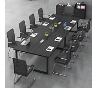 Mesa de conferencias grande, mesa rectangular larga para reuniones, mesa de oficina para sala de conferencias, para 6 a 20 personas, gestión de cables, almohadillas ajustables, fácil montaje (sillas