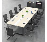 Mesa de conferencias larga para sala de reuniones de oficina, escritorio rectangular para 6 a 20 personas con agujero para gestión de cables, almohadillas ajustables, fácil montaje para sala de