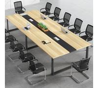 Mesa de conferencias minimalista moderna, grandes mesas rectangulares para sala de formación, madera maciza engrosada y estructura de metal resistente, con sofisticada caja de gestión d Wood 2.4*1.2m