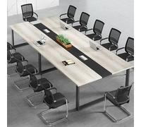 Mesa de conferencias minimalista moderna, grandes mesas rectangulares para sala de formación, madera maciza engrosada y estructura de metal resistente, con sofisticada caja de gestión d Gray 2.8*1.2m