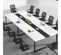 Mesa de conferencias minimalista moderna, grandes mesas rectangulares para sala de formación, madera maciza engrosada y estructura de metal resistente, con sofisticada caja de gestión White 2.4*1.2m