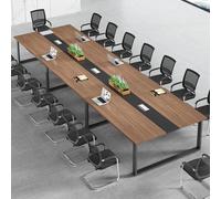 Mesa de conferencias minimalista moderna, grandes mesas rectangulares para sala de formación, madera maciza engrosada y estructura de metal resistente, con sofisticada caja de gestión Walnut 2.6*1.2m