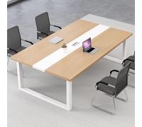 Mesa de conferencias moderna ajustable para oficina y seminario, 160-240 cm, diseño de agujero para roscar, elegante acabado de madera, perfecta para entrenamiento y uso en el aula (200 x 120 cm)