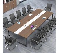Mesa de conferencias, moderna mesa de reuniones de oficina con marco de metal, parte superior duradera resistente a los arañazos, adecuada para sala de entrenamiento y sala de juntas (sillas no