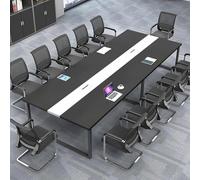 Mesa de conferencias moderna, mesa de reuniones de oficina duradera resistente a los arañazos con marco de metal, colores ideales para sala de juntas, sala de entrenamiento y colaboración (sillas, no