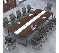 Mesa de conferencias moderna para oficina, escritorio rectangular grande negro y blanco con gestión de cables, marco de metal resistente, asientos de 8 a 12 personas (sillas no incluidas)