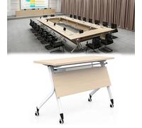 Mesa de conferencias modular con ruedas, mesa de reuniones plegable ajustable para oficina y aula, paquete de 1/3/6 unidades, diseño versátil de 47 a 63 pulgadas