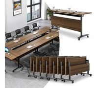 Mesa de conferencias modular de 4.6 pies para 2-10 personas con ruedas, diseño rectangular moderno para oficina, salas de reuniones, aulas y seminarios de formación