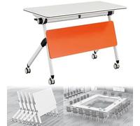 Mesa de conferencias móvil con ruedas, diseño plegable para oficina y salas de entrenamiento, configuración moderna y funcional