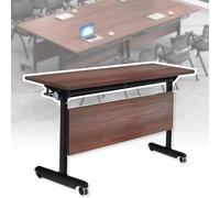 Mesa de conferencias móvil, mesa de reuniones plegable con ruedas bloqueables, marco de metal que ahorra espacio para seminarios y eventos de entrenamiento de oficina