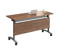 Mesa de conferencias móvil plegable con ruedas giratorias, diseño abatible, mesa de seminario y sala de reuniones para uso en oficina, acabado marrón, 63 x 20 x 30 pulgadas, 1 pieza