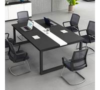 Mesa de conferencias para 10 mesas de reuniones rectangulares grandes, mesa moderna de entrenamiento de oficina con marco de metal, ideal para seminarios y salas de juntas, 240 x 130 x 74 cm