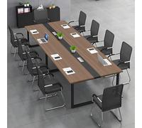 Mesa de conferencias para oficina y sala de reuniones - Escritorio rectangular largo para 6-20 personas con gestión de cables y almohadillas ajustables - Fácil montaje, sillas no incluidas