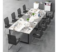 Mesa de conferencias para oficina y sala de reuniones, escritorio rectangular largo para 6-20 personas con gestión de cables y almohadillas ajustables, fácil montaje