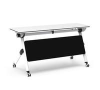 Mesa de conferencias plegable con diseño abatible y ruedas giratorias, mesa rectangular móvil para reuniones de oficina y sesiones de entrenamiento, diseño modular que ahorra espacio