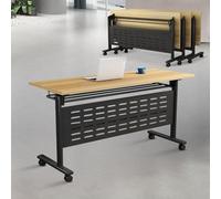 Mesa de conferencias plegable con ruedas bloqueables, mesa de reuniones móvil para oficina, hogar, aula, sala de seminarios, diseño que ahorra espacio, asientos duraderos y versátiles de 6 a 8