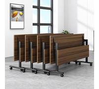 Mesa de conferencias plegable con ruedas giratorias, mesa de seminario de reuniones móvil, diseño modular rectangular para salas de entrenamiento y aulas, paquete de 4