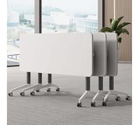 Mesa de conferencias plegable con ruedas, marco de acero resistente, mesa de reuniones portátil para seminarios, 47.2 x 15.7 x 29.5 pulgadas, diseño móvil y silencioso