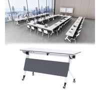 Mesa de conferencias plegable con ruedas, mesa de reunión modular abatible para oficina y aula, paquete de 3, diseño rodante de 63 pulgadas