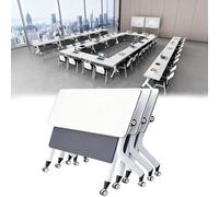 Mesa de conferencias plegable con ruedas, mesa de reunión modular abatible para oficina y aula, paquete de 3, diseño rodante de 63 pulgadas