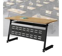 Mesa de conferencias plegable con ruedas, mesas de reuniones móviles para oficina en casa y aula, paquete de 8 unidades, mesa de seminario y sala de juntas, 55.1 x 23 pulgadas, diseño que ahorra