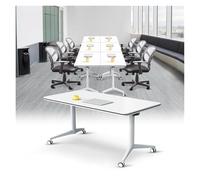 Mesa de conferencias plegable con ruedas para entrenamiento de oficina y recuperación, portátil, ahorra espacio, fácil de mover, ideal para reuniones y eventos